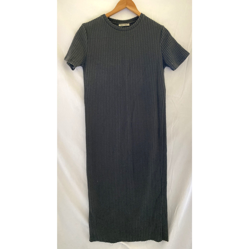 ZARA Gray Waffle Knit Bodycon Dress Midi/Maxi Size S